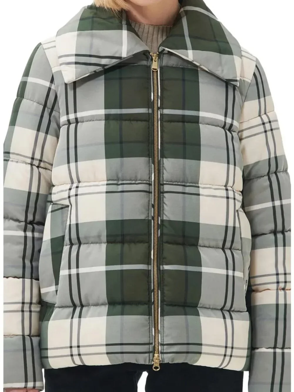 Barbour Germaine Tartan Quilted Puffer Jacket NWT Size 8